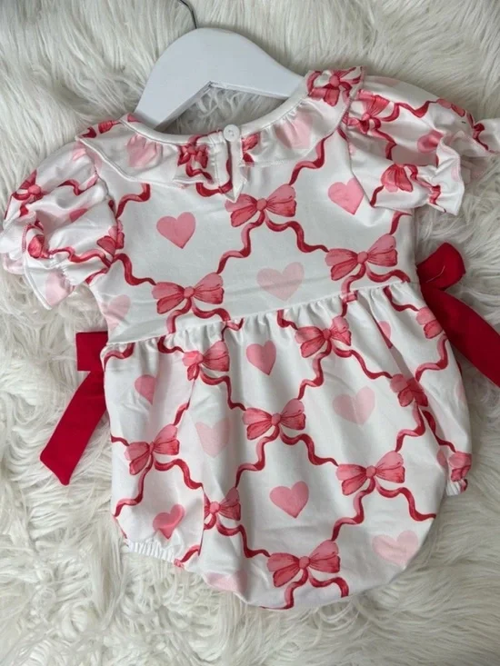 Rylee + Cru Pink Heart & Bow Smocked Baby One-Piece - Picture 6 of 8